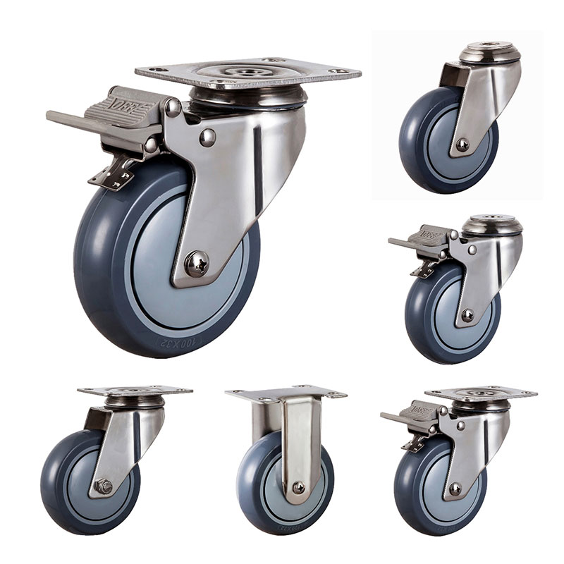 SUS304 Medical Duty Medical Casters PU
